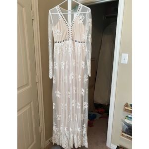 Lace Cut Out Maxi Dress. Ivory